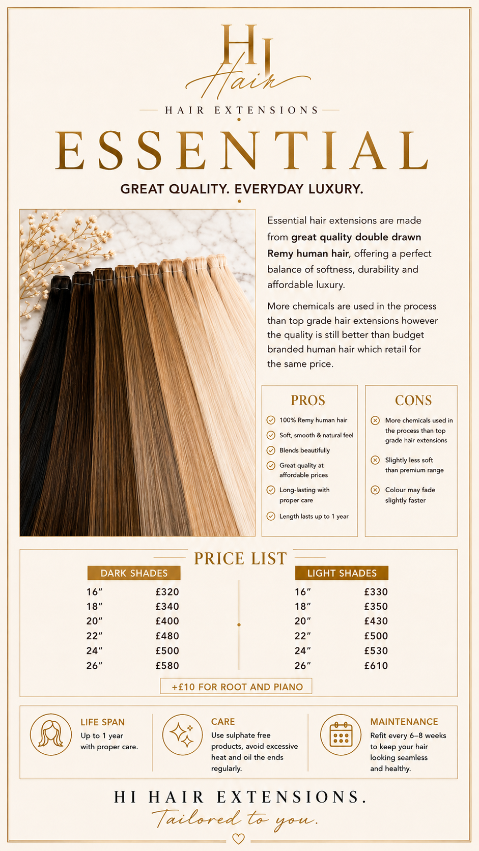 HI Hair Essential hair price guide